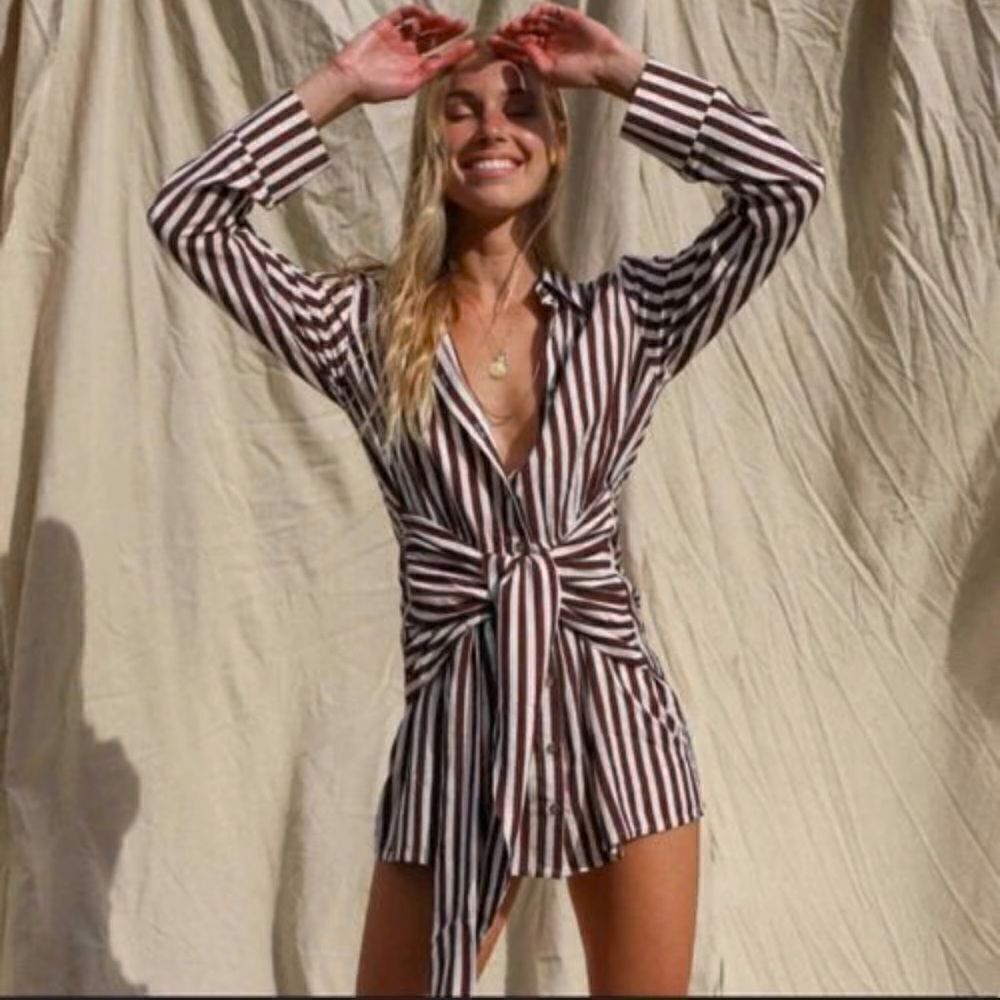 Jen's Pirate Booty Amata Striped Shirt Dress Size M